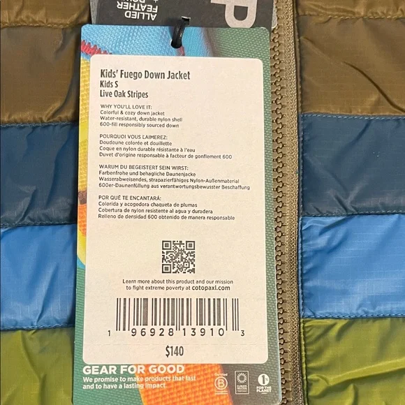 Cotopaxi Kids Puffer Jacket - Olive and Blue